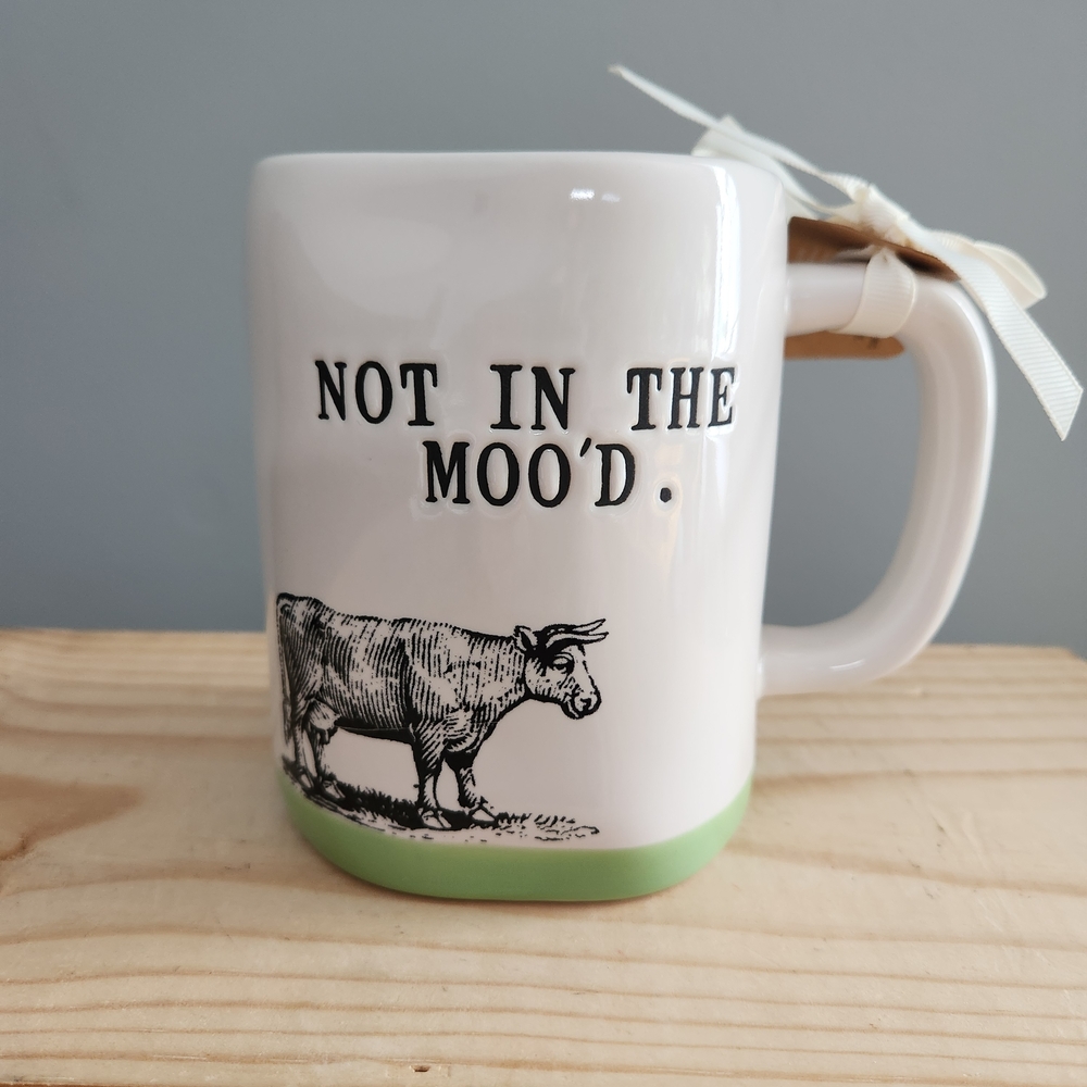 Rae Dunn Not In The Moo'd Cow Ceramic Mug NWT